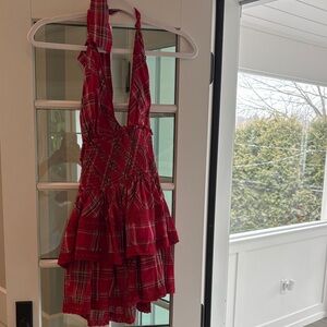 LoveShackFancy Red Plaid Dress
